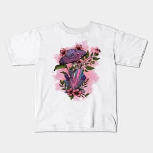 Cute Mushroom and flowers Kids T-Shirt